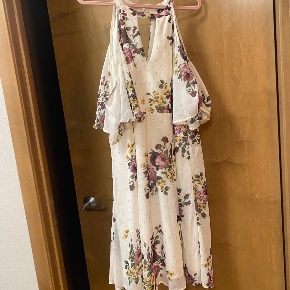 Torrid Floral Mini Dress - Cream and Purple